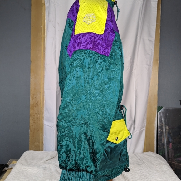 Vintage 1980s Obermeyer Gallery Down Ski Snowboard Parka Jacket Purple & Green - Picture 6 of 16